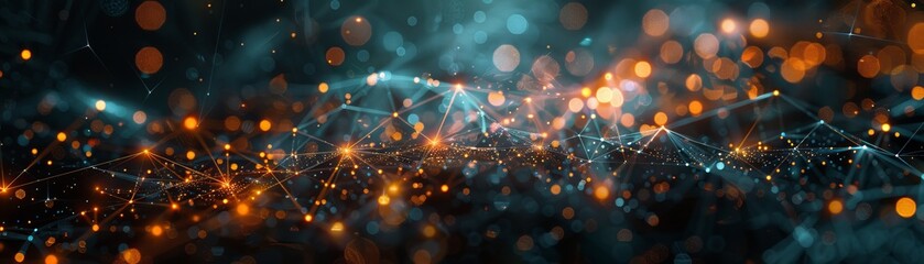Fototapeta premium Abstract Network of Glowing Connections with Bokeh Lights