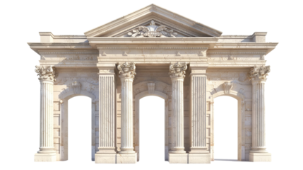 Neoclassical portico entrance with towering columns and grandeur
