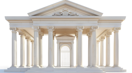 Neoclassical portico entrance with towering columns and grandeur