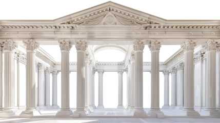 Neoclassical portico entrance with towering columns and grandeur
