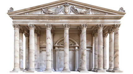 Neoclassical portico entrance with towering columns and grandeur