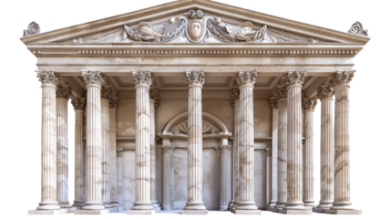 Neoclassical portico entrance with towering columns and grandeur