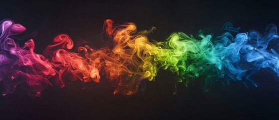 Soft Focus Rainbow smoke, negative space, isolated on black background, advertising photoshoot, pride month LGBTQIA theme