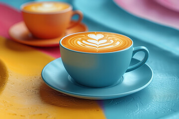 Steaming cup of coffee on a table with a plate of cookies, a delicious morning beverage