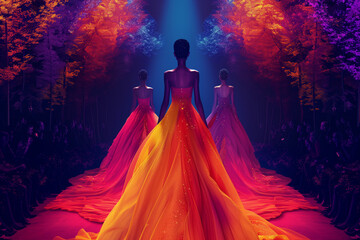 Elegant woman in a long, flowing red dress, perfect for a night of glamour