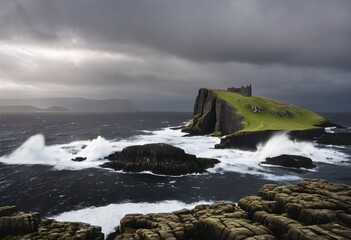 Obraz premium A view of the Island of Staffa in Scotland