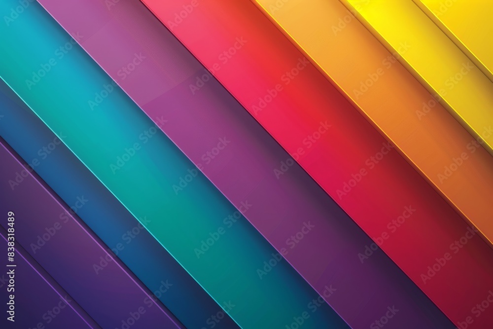 Poster diagonal rainbow stripes in vibrant colors creating a bold and eye catching pattern perfect for them