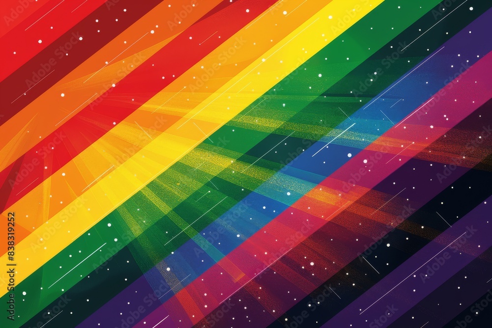 Poster abstract rainbow lines in vibrant colors creating a bold and eye catching pattern perfect for themes