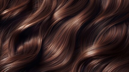shiny brown hair with a wavy texture