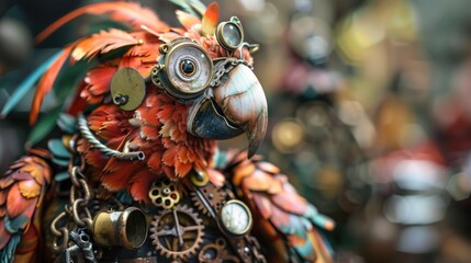 Naklejka premium Steampunk Parrot