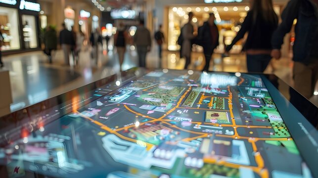 Interactive 3D Map Display in Modern Shopping Mall for Navigation and