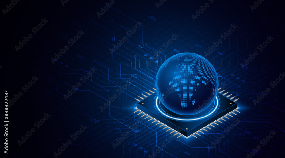 Fototapete Global connection network background. World map. High-speed internet technology concept or fast wireless data transmission. modern internet network connection technology background