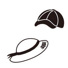 麦わら帽子とキャップのイラスト