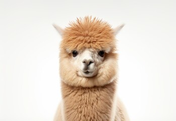 Cute alpaca on white background