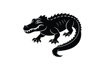 alligator silhouette black white vector illustration