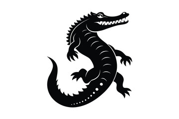 alligator silhouette black white vector illustration