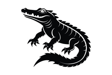 alligator silhouette black white vector illustration