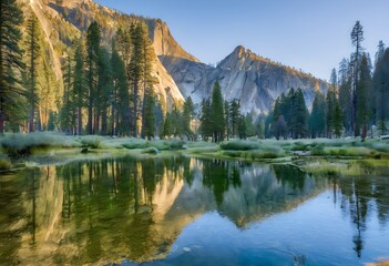 Fototapeta premium A view of Yosemite National Park in California in the sunshine
