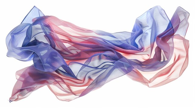 Red, white, and blue American flag, gracefully waving, symbolizing freedom and patriotism, isolated on white background, photorealistic, ethereal, double exposure, minimalistic