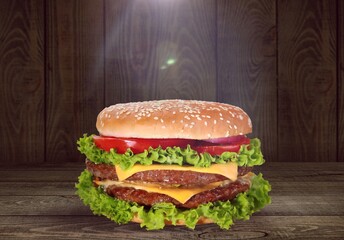 Taty fresh burger with cheese and vegetables