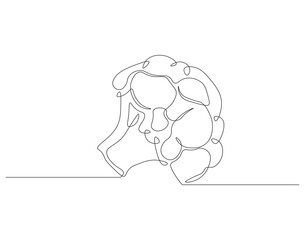 Continuous one line drawing of broccoli. One line drawing illustration of whole healthy organic green broccoli. fresh vegetable concept continuous line art. Editable outline.