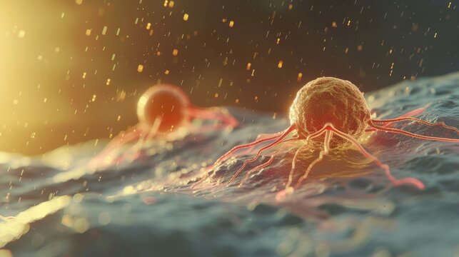 3D illustration of cancer cells