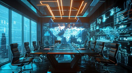 Business meeting room with hightech facilities