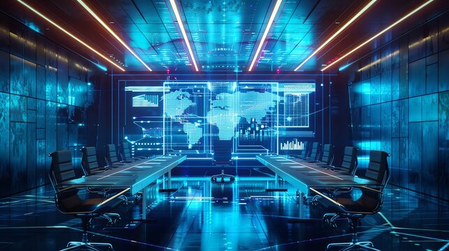 Business meeting room with hightech facilities