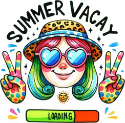 Fototapeta premium Watercolor Summer Clipart PNG with Funny Quotes: Tropical Beach Vacation Art. Summer Watercolor Clipart: Funny Quotes and Tropical Holiday Illustrations in PNG: Beach Vacation with Humorous Quotes.