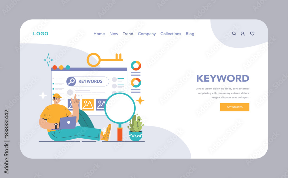 Aufkleber website analysis web or landing. conversion rate and traffic analysis