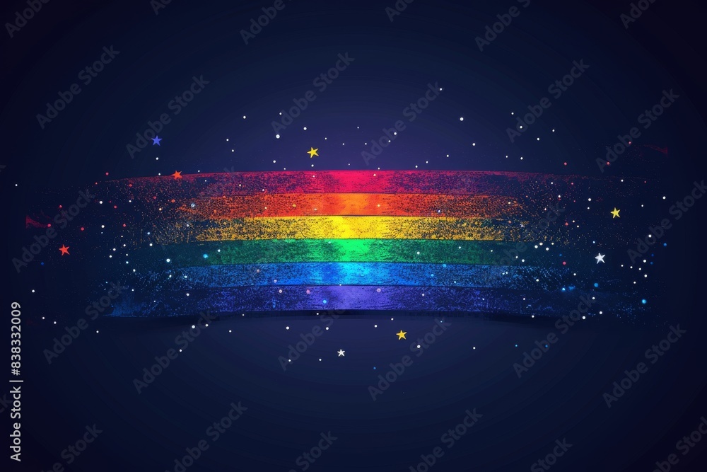 Poster abstract rainbow light spectrum on dark background symbolizing lgbtq pride and unity in a vibrant an