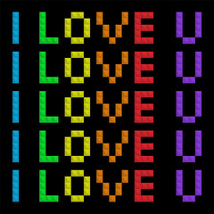 Colorful Blocks. Pixel art style. Colorful and black background.
