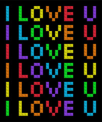 Colorful Blocks. Pixel art style. Colorful and black background.