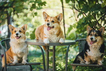 Corgi on a sunny day in a clearing
