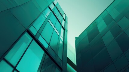 Obraz premium Abstract Modern Minimalist Architecture Design Background with Dark Blue and Green Color Theme
