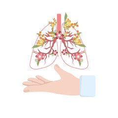 Healthy flower lungs with hand