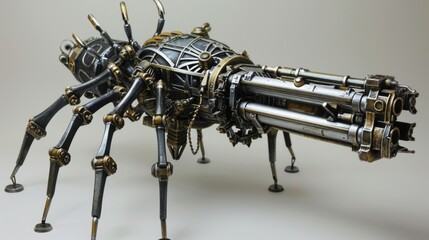 Fototapeta premium Steampunk spider machine gun.