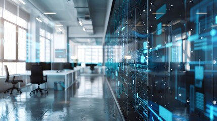 Fototapeta premium Office interior with glass partitions