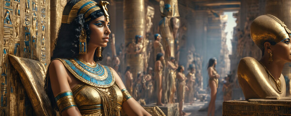 Fototapeta premium Cleopatra in ancient Egypt. Highly detailed and realistic illustration