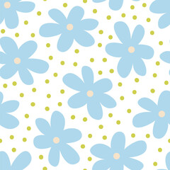 Seamless pattern with flowers. Abstract floral vector flat background	