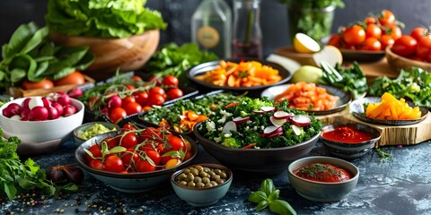 Fototapeta premium Chefs restaurants and food producers team up to create innovative plantbased menus. Concept Plant-Based Recipes, Sustainable Dining, Culinary Collaborations, Vegan Food Innovations, Chef-Led Menus