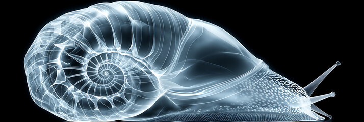 X-ray of a snail having a conch shell following the fibonacci sequence