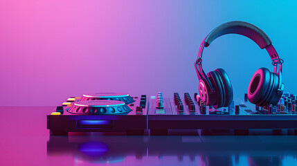 Neon Beats: DJ Equipment in Vibrant Light