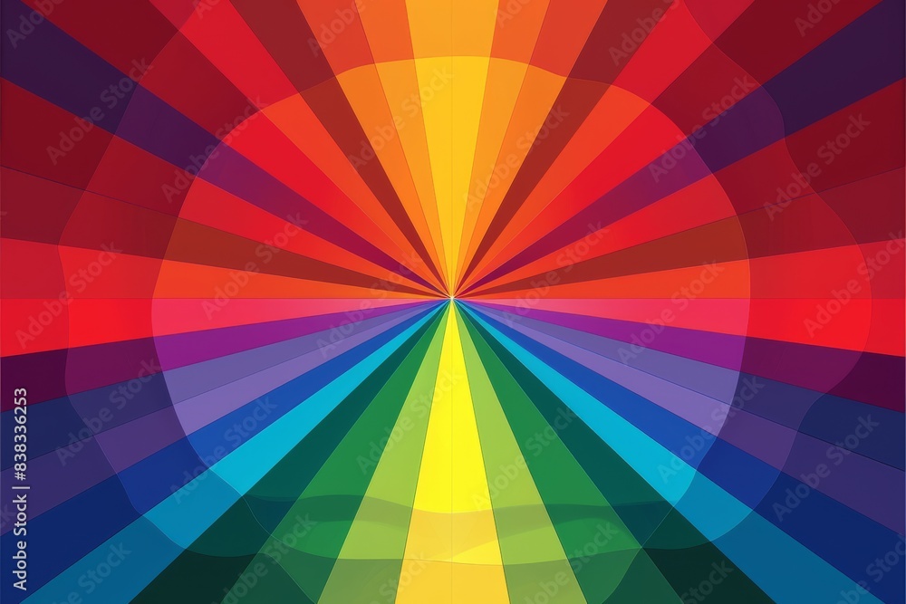 Poster abstract rainbow burst on a dark background symbolizing energy and movement in a vibrant and dynamic