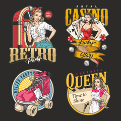 Pinup culture set stickers colorful