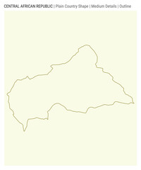 CAR plain country map. Medium details. Outline style. Shape of CAR. Vector illustration.