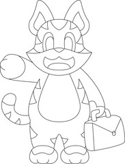 Tiger Entrepreneur Briefcase Animal Vector Graphic Art Illustration