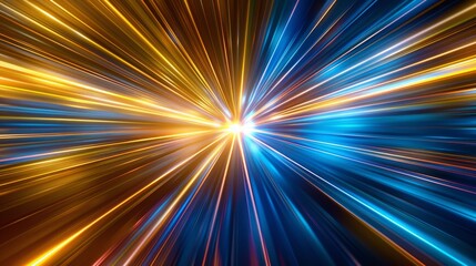 Vibrant streaks of Aspen Gold and Princess Blue converge in a dazzling warp speed effect in this sci-fi-themed image.
