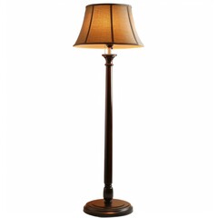 Modern Floor Lamp Illuminating a Room, Isolated on White Background