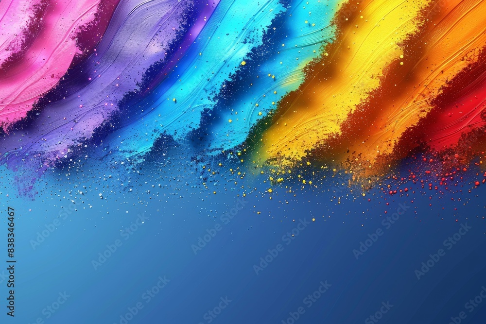 Poster abstract rainbow brush strokes on a dark background symbolizing creativity and expression in a vibra